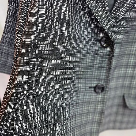 Talbots Black Plaid Quarter Sleeve Button Front Blazer Jacket Size 14 - Picture 6 of 13